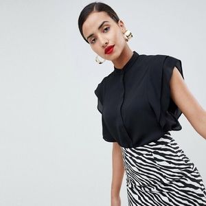 ASOS Design Blouse with Frill Shoulder